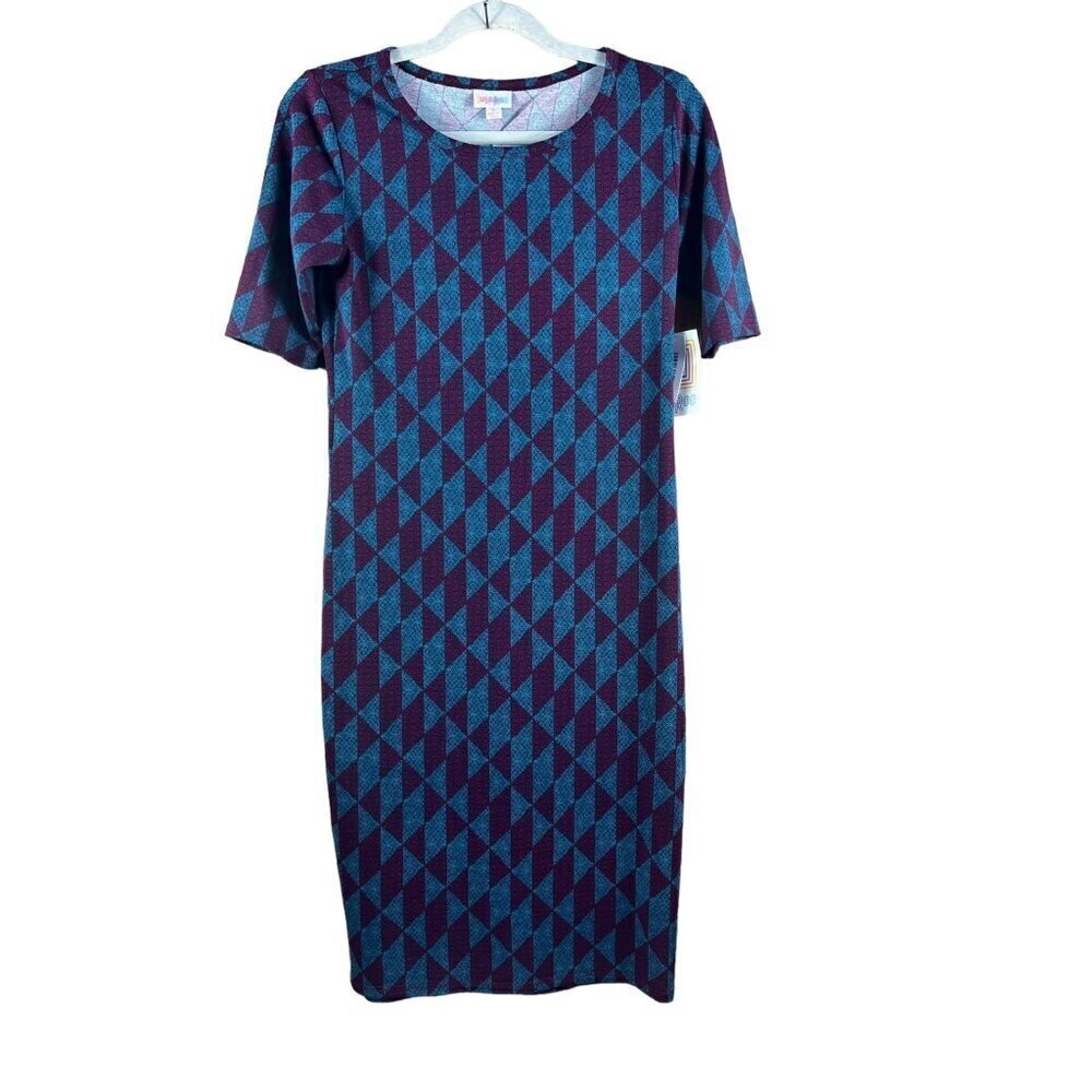 LulaRoe Julia Women's Turquoise & Burgundy Dress